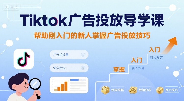 Tiktok广告投放导学课，帮助刚入门的新人掌握广告投放技巧-爱找项目网