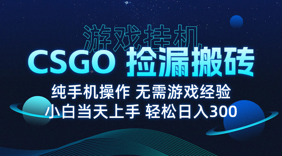 8月最新游戏搬砖，CSGO纯挂机，不需要玩游戏，实现真挂机，月入1W+-爱找项目网
