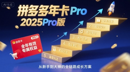 拼多多年卡2025Pro版，五大板块从认知到基础、从推广到活动、从活动到玩法-爱找项目网