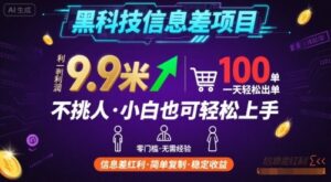 黑科技信息差项目，一单利润9.9米，一天简简单单出100单，不挑人，小白也可轻松上手【揭秘】-爱找项目网