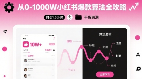 从0-1000W小红书爆款算法全攻略，时长1.5小时，干货满满-爱找项目网