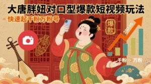 大唐胖妞对口型爆款短视频玩法，快速起千粉万粉号-爱找项目网