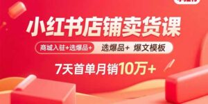 小红书店铺卖货课：商城入驻+选爆品+爆文模板，7天首单月销10万+-爱找项目网