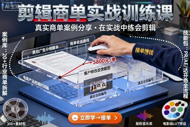 剪辑商单实战训练课,真实商单案例分享,在实战中练会剪辑-爱找项目网