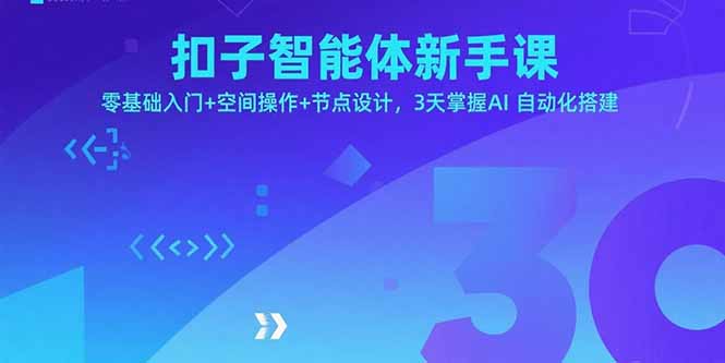 扣子智能体新手课，零基础入门+空间操作+节点设计，3天掌握AI自动化搭建-爱找项目网