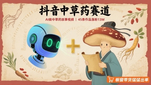 抖音中草药赛道，用AI做中草药故事视频，45条作品涨粉13W，橱窗带货猛猛出单-爱找项目网