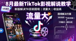 8月最新TikTok影视解说教学，新版解决TK目前困境，流量大，收益高-爱找项目网