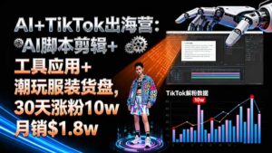 AI+TikTok出海营:AI脚本剪辑+工具应用+潮玩服装货盘,30天涨粉10w月销$1.8w-爱找项目网