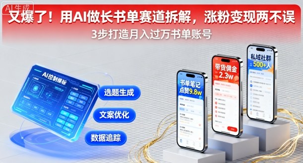 又爆了！用AI做长书单赛道拆解，涨粉变现两不误-爱找项目网