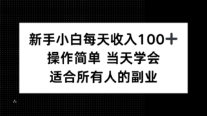 新手小白每天收入100+，操作简单 当天学会 ，适合所有人的副业-爱找项目网