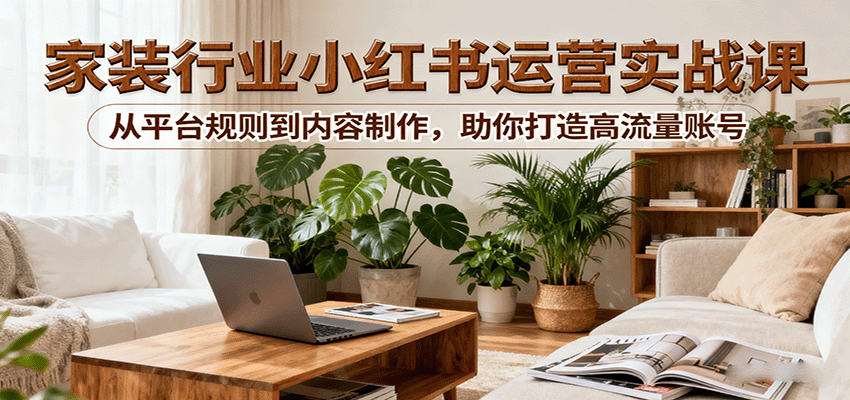 小红书家装行业运营实战课：从平台规则到内容制作，助你打造高流量账号-爱找项目网
