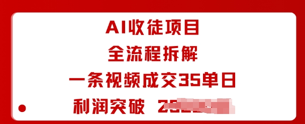 AI收徒项目全流程拆解一条视频成交35单日利润突破1k+-爱找项目网