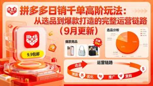 拼多多日销千单高阶玩法：从选品到爆款打造的完整运营链路(9月更新-爱找项目网