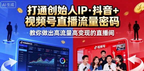 25年直播9-10两期线下课,打通创始人IP,抖音+视频号直播流量密码,教你做出高流量高变现的直播间-爱找项目网