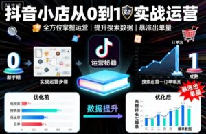 抖音小店从0到1实战运营，帮你全方位掌握小店运营，提升搜索数据与出单量-爱找项目网