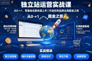独立站运营实战课，​从0到1，零基础也能快速上手，开启你的品牌出海掘金之旅-爱找项目网