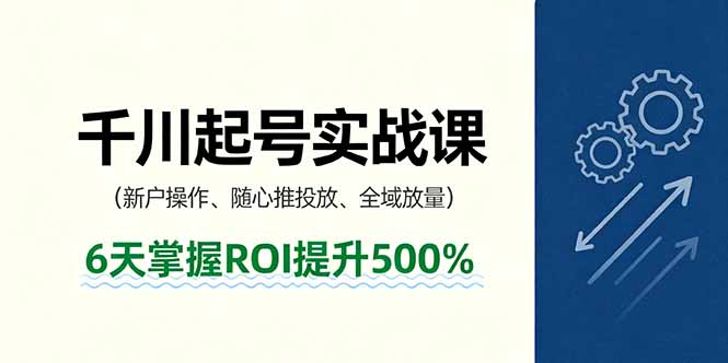 抖音千川起号实战课,新户操作,随心推投放,全域放量,6天掌握ROI提升500%-爱找项目网