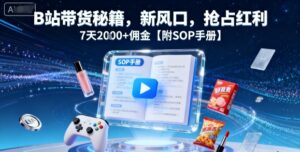 B站带货秘籍，新风口，抢占红利，7天2k+佣金【附SOP手册】-爱找项目网