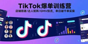 TikTok爆单训练营，店铺搭建/达人矩阵/GMV投流，单日破千单实操-爱找项目网