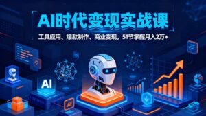 AI时代全场景实战课，工具应用、爆款制作、商业变现，51节掌握月入2万+-爱找项目网