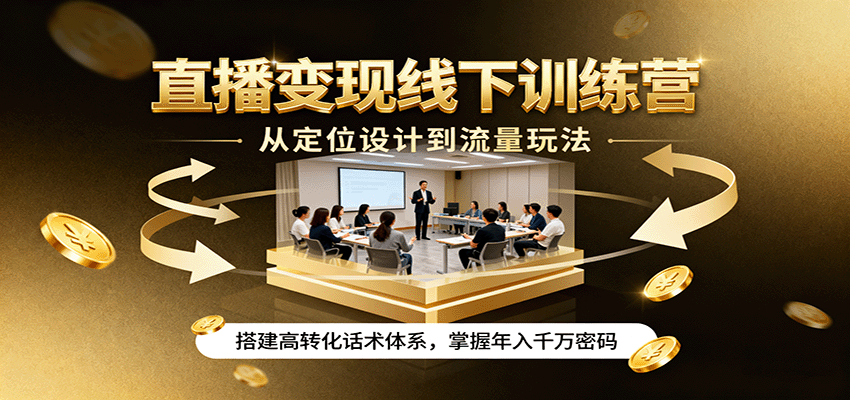 直播变现线下训练营,从定位设计到流量玩法,搭建高转化话术体系,掌握年入千万密码-爱找项目网