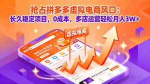 抢占拼多多虚拟电商风口：长久稳定项目，0成本，多店运营轻松月入3W+-爱找项目网