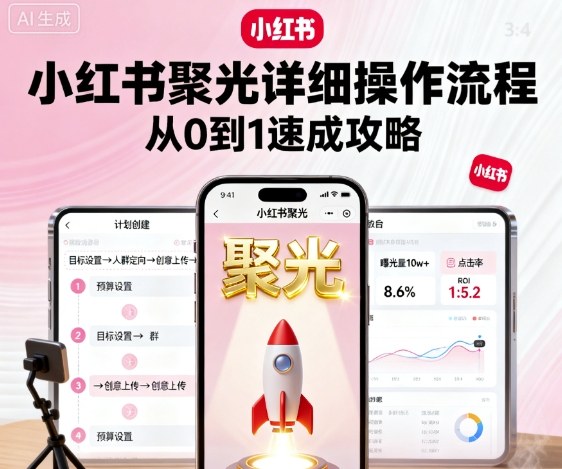 小红书聚光详细操作流程,小红书聚光从0到1速成攻略-爱找项目网