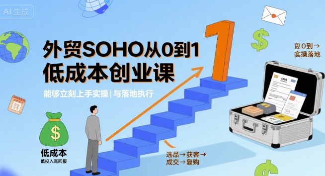 外贸SOHO从0到1低成本创业课，能够立刻上手实操与落地执行-爱找项目网
