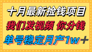十月最强无门槛捡钱项目，支付宝分成代运营，我们干活，你分钱！单号月产1w＋-爱找项目网