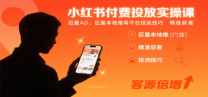 小红书付费投放实操课：巨量AD、巨量本地推等平台投流技巧精准获客-爱找项目网