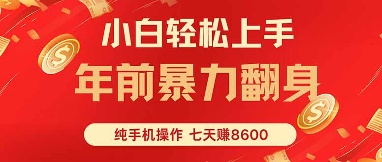 七天狂赚8600，小白纯手机操作，日入1000+-爱找项目网