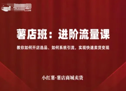 小红薯薯店商城卖货，进阶流量课，教你如何开店选品、如何系统引流，实现快速卖货变现-爱找项目网