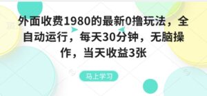 外面收费1980的最新0撸玩法，全自动挂G，每天30分钟，无脑操作，当天收益3张【揭秘】-爱找项目网