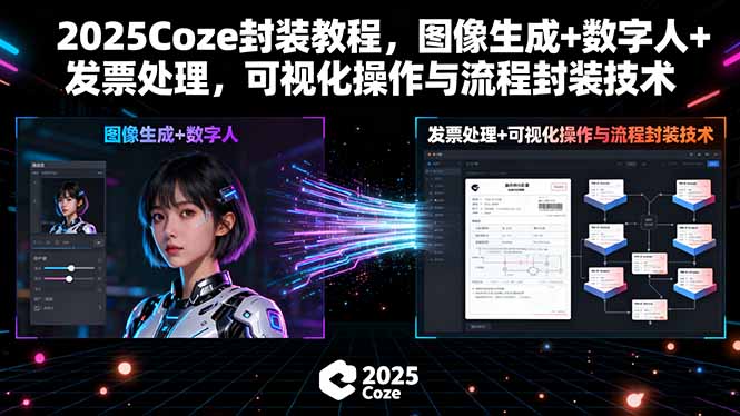 2025Coze封装教程，图像生成+数字人+发票处理，可视化操作与流程封装技术-爱找项目网