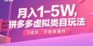 月入1-5W，拼多多虚拟类目玩法，0成本，可矩阵操作-爱找项目网