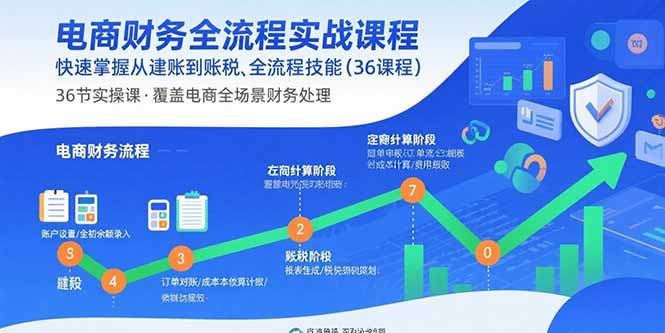 电商财务全流程实战课程：快速掌握从建账到报税的全流程技能(36节课-爱找项目网