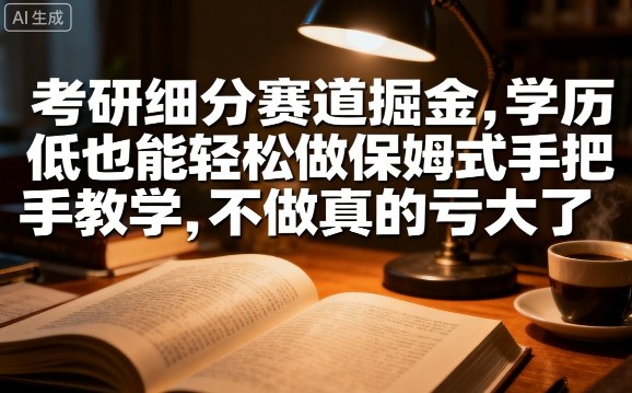 考研细分赛道掘金，日入1k+，学历低也能轻松做保姆式手把手教学，不做真的亏大了【揭秘】-爱找项目网