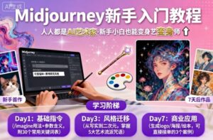 midjourney新手入门教程：人人都是AI艺术家，新手小白也能变身艺术大师-爱找项目网