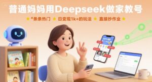 普通妈妈用Deepseek做家教号，条条热门，日变现1k+的玩法，直接抄作业-爱找项目网