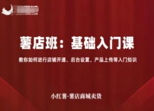 小红薯薯店商城卖货，基础入门课，教你如何进行店铺开通、后台设置、产品上传等入门知识-爱找项目网