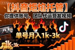 【抖音炬焰托管】你提供账号,团队代运营发视频,单号月入1k+【揭秘】-爱找项目网