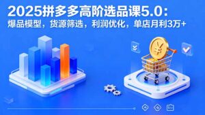 2025拼多多高阶选品课5.0：爆品模型，货源筛选，利润优化，单店月利3万+-爱找项目网