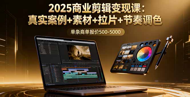 2025商业剪辑变现课:真实案例+素材+拉片+节奏调色,单条商单报价500-5000-爱找项目网