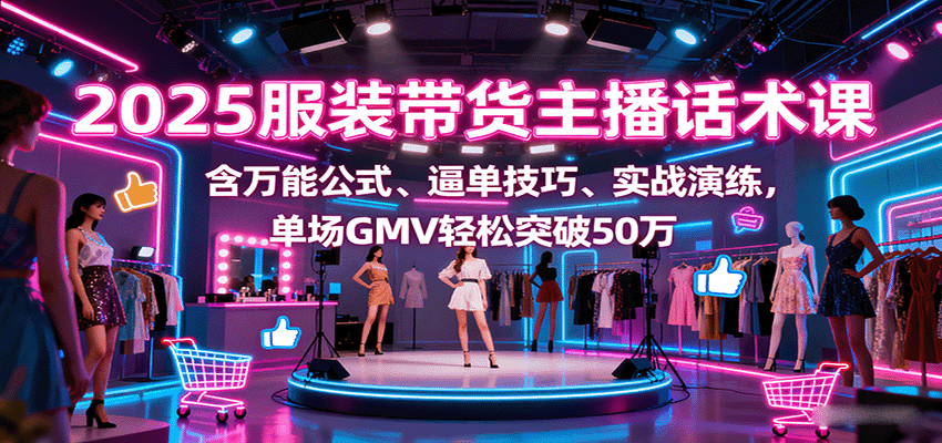 2025服装带货主播话术课，含万能公式、逼单技巧、实战演练，单场GMV轻松突破50万-爱找项目网