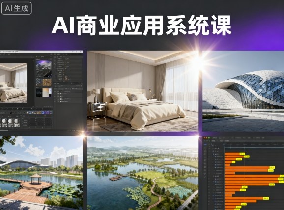 AI商业应用系统课,室内-软装-建筑-景观,智能设计+效果图+动画画实战-爱找项目网