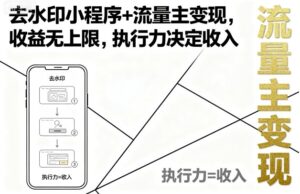 去水印小程序+流量主变现，收益无上限，执行力决定收入-爱找项目网