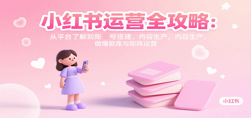 小红书运营全攻略:从平台了解到账号搭建、内容生产,做爆款库与矩阵运营-爱找项目网