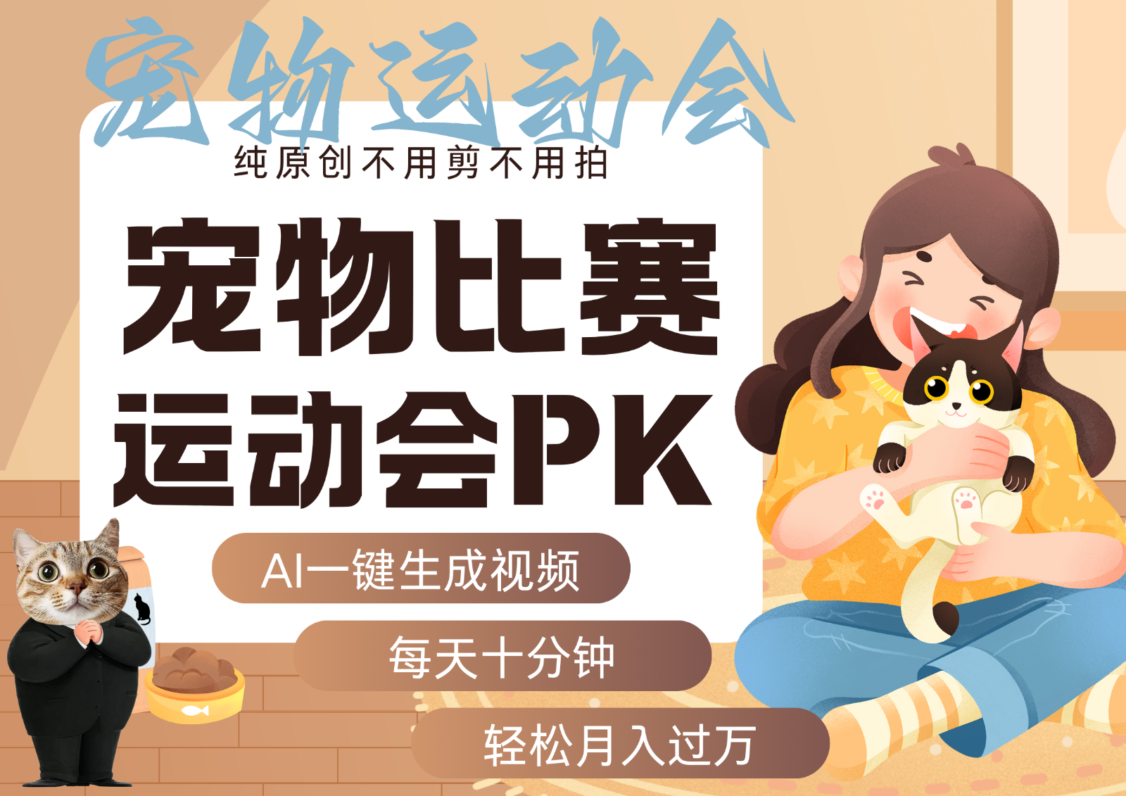 AI萌宠运动员跳水 射击 篮球 足球比赛 每天十分钟 附详细提示词文案库 代替做…-爱找项目网