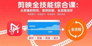 剪映全技能综合课：从剪辑到特效，案例拆解，全流程闭环-爱找项目网