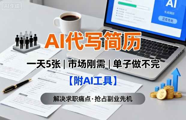 AI代写简历，一天5张，今年找工作难，市场刚需，单子做不完【附AI工具】-爱找项目网